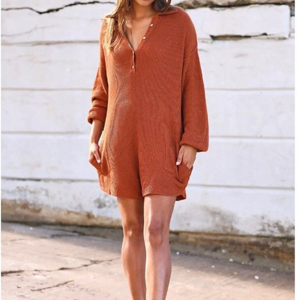 Free People Rust Knit Onsie🍁🧡☕️
